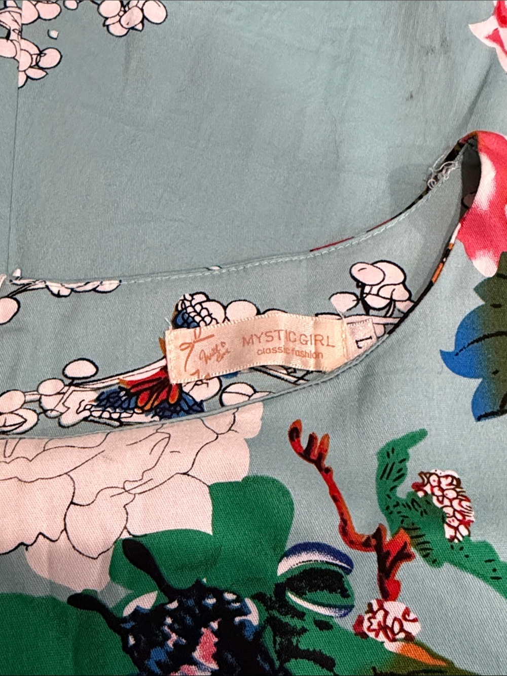 Vintage Inspired 50s Floral Swing Dress Tie Waist Large - Picture 11 of 11